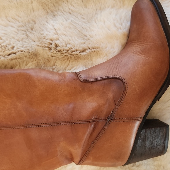 Vince Camuto knee high leather riding boots in camel - Picture 6 of 15